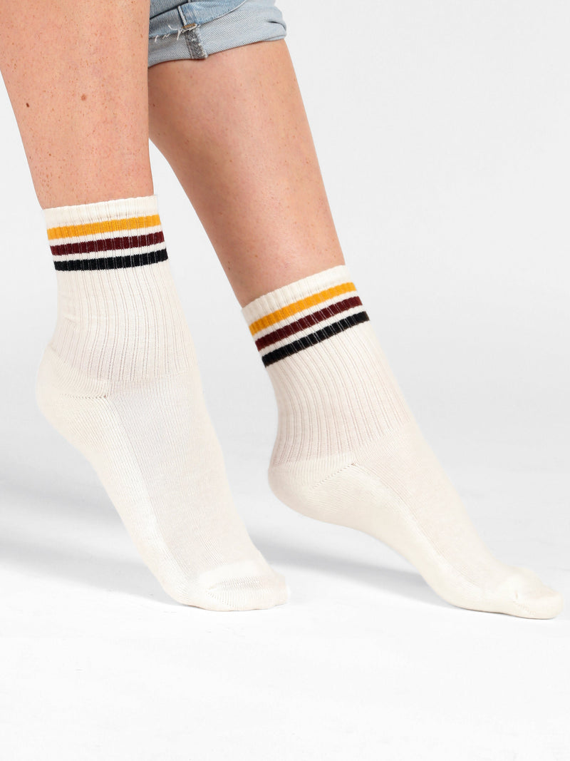 Women's Striped Socks in Marshmallow - BROOKLYN INDUSTRIES