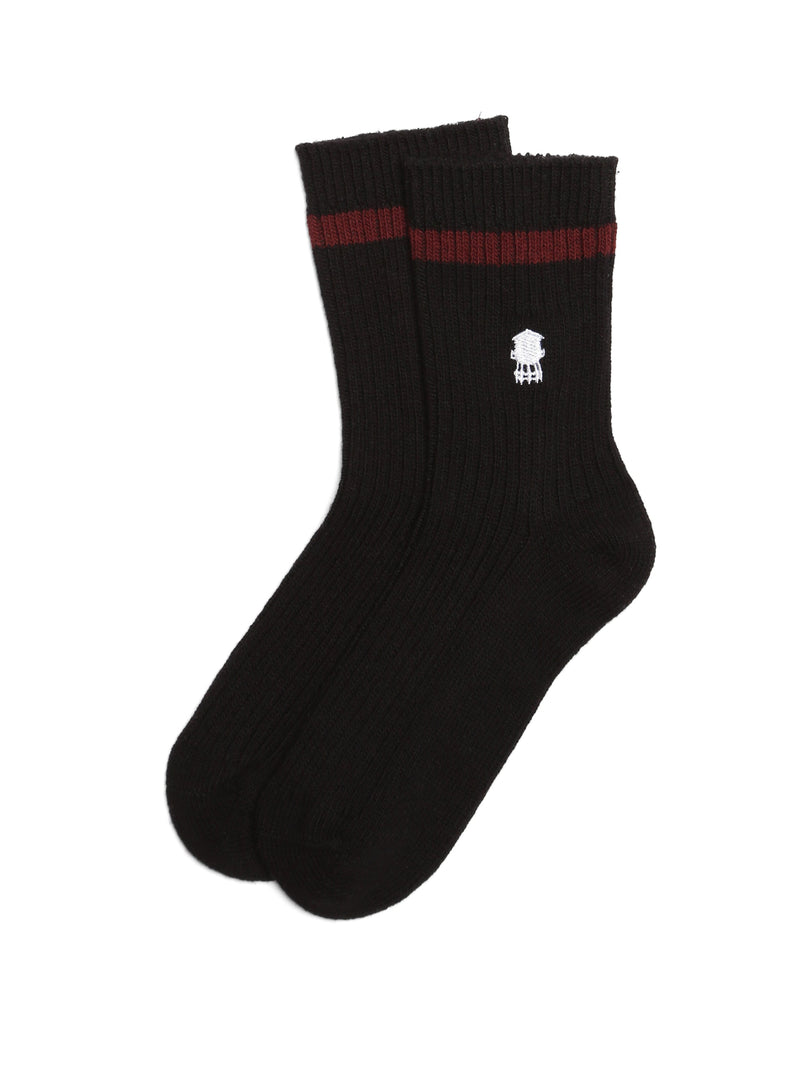 Women's Water Tower Logo Socks in Deep Black Athletic - BROOKLYN INDUSTRIES