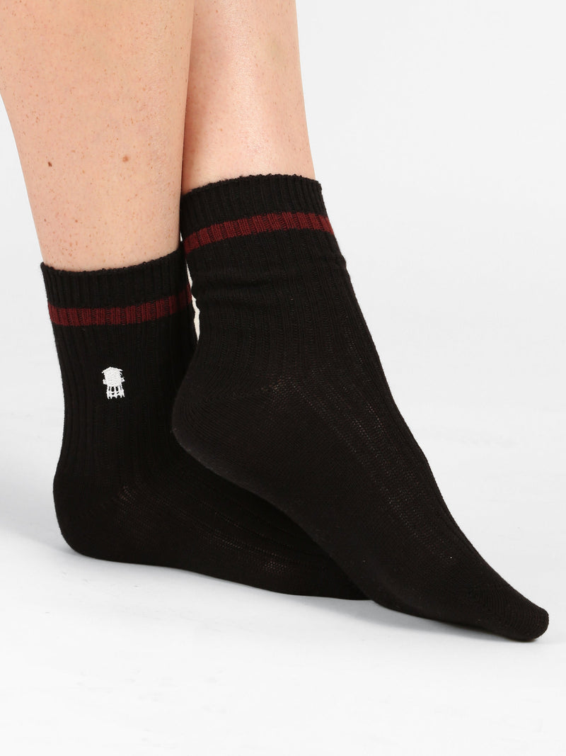 Women's Water Tower Logo Socks in Deep Black Athletic - BROOKLYN INDUSTRIES