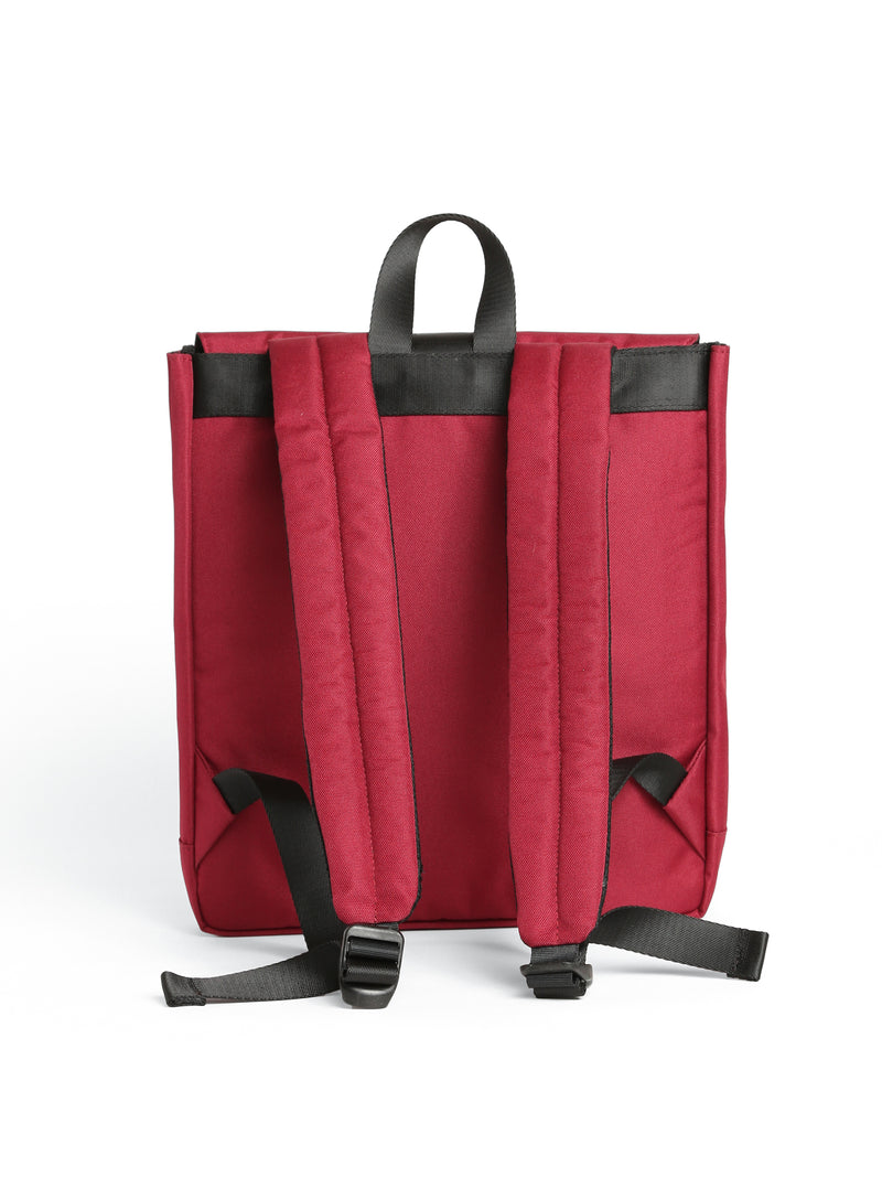 Buckle Flap Backpack in Burgundy - BROOKLYN INDUSTRIES