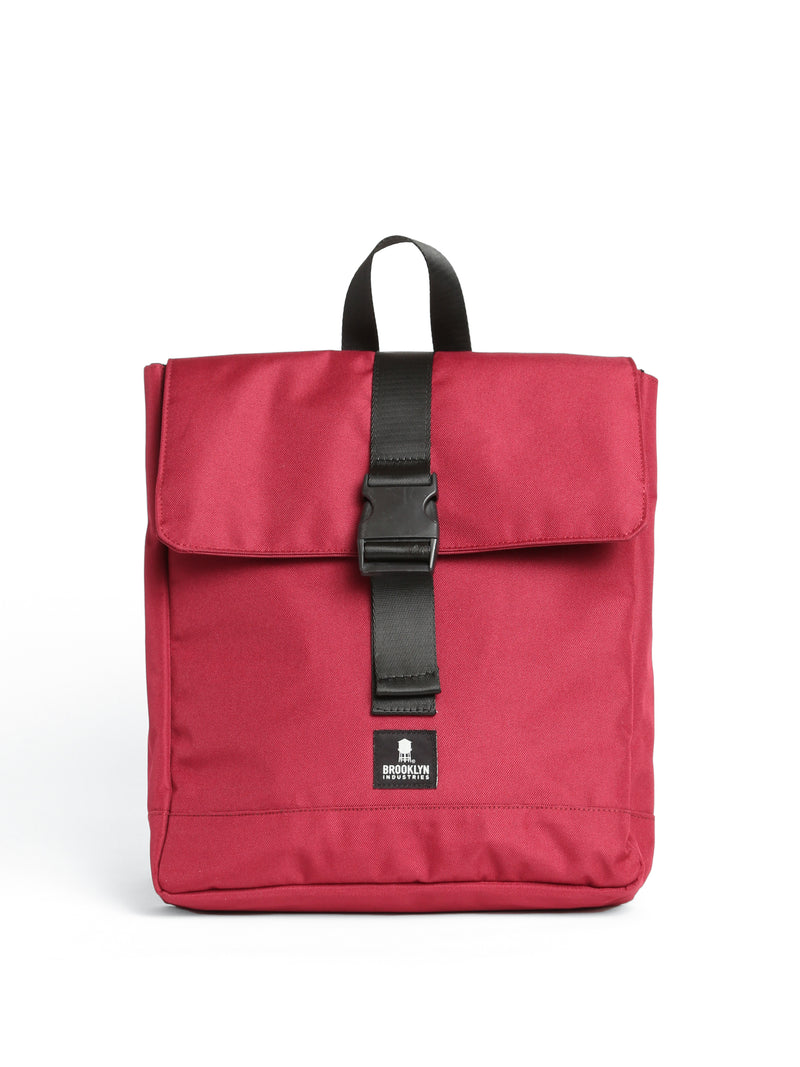 Buckle Flap Backpack in Burgundy - BROOKLYN INDUSTRIES