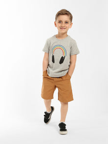 Boy's Brooklyn Headphone Pride T-shirt in Grey Melange - BROOKLYN INDUSTRIES