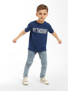 Boy's Reversed Brooklyn T-Shirt in Mood Indigo - BROOKLYN INDUSTRIES