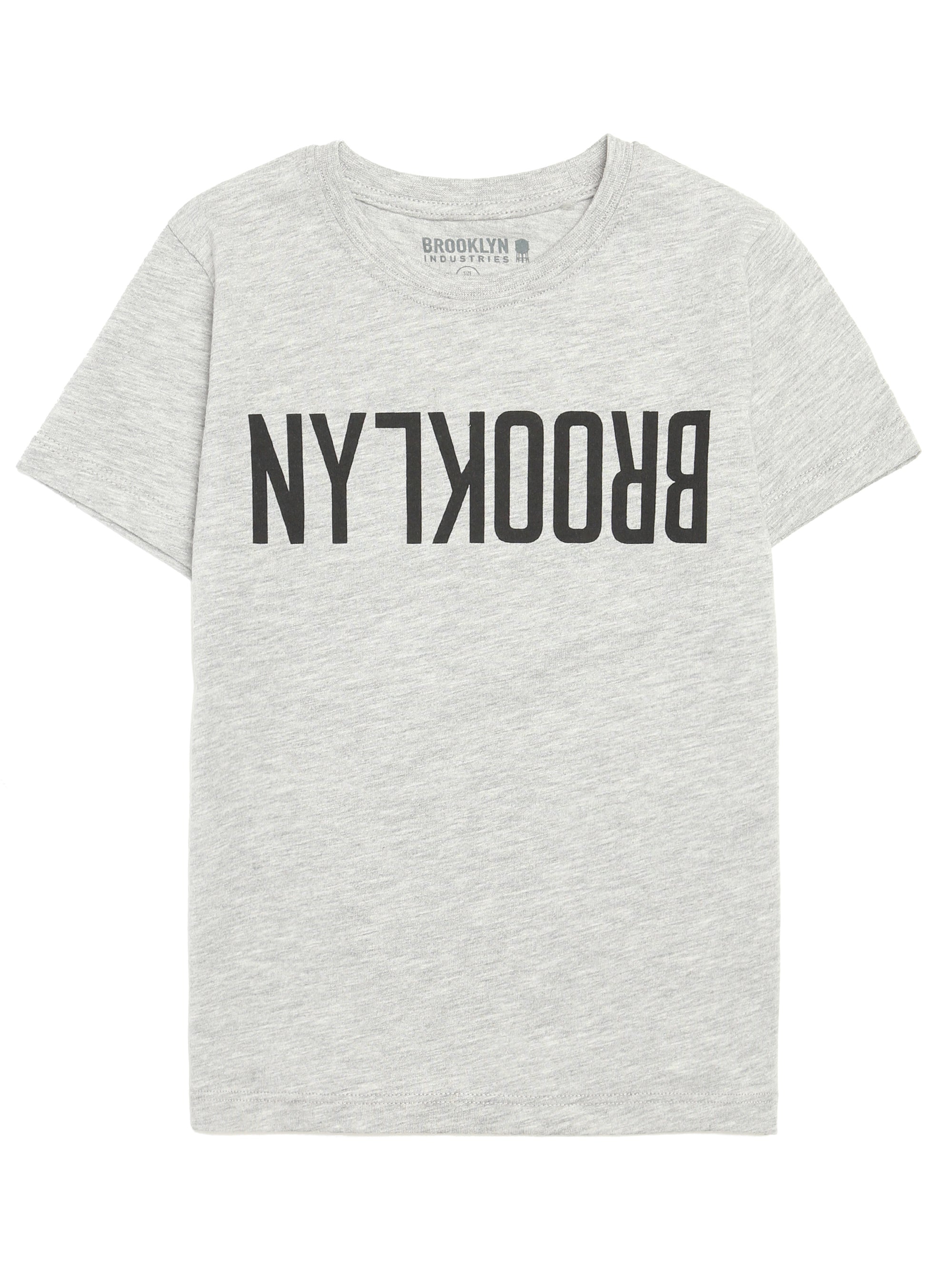 Boy's Reversed Brooklyn T-Shirt in Grey Melange - BROOKLYN INDUSTRIES