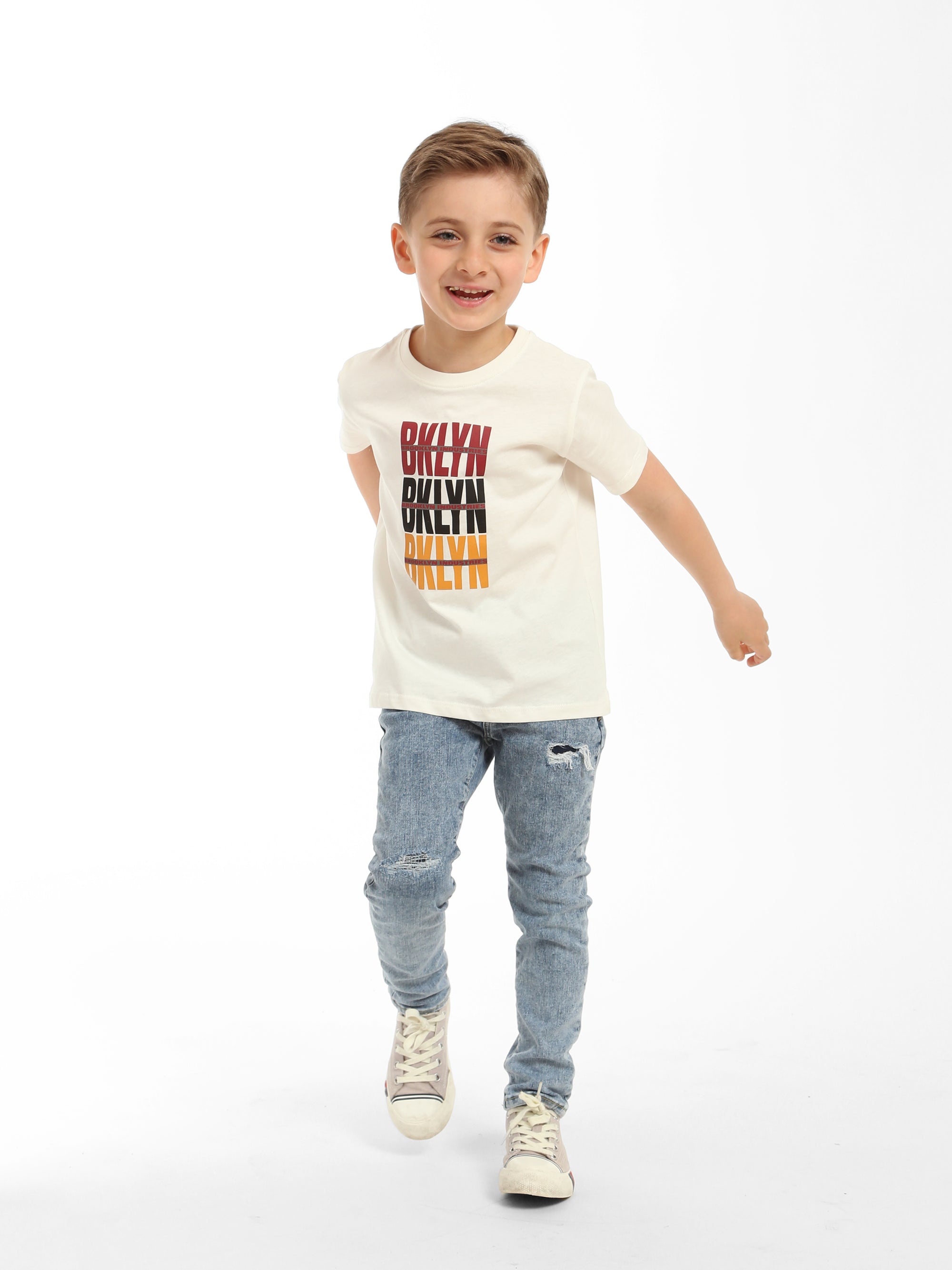 Boy's Brooklyn Rep T-shirt in Antique White - BROOKLYN INDUSTRIES