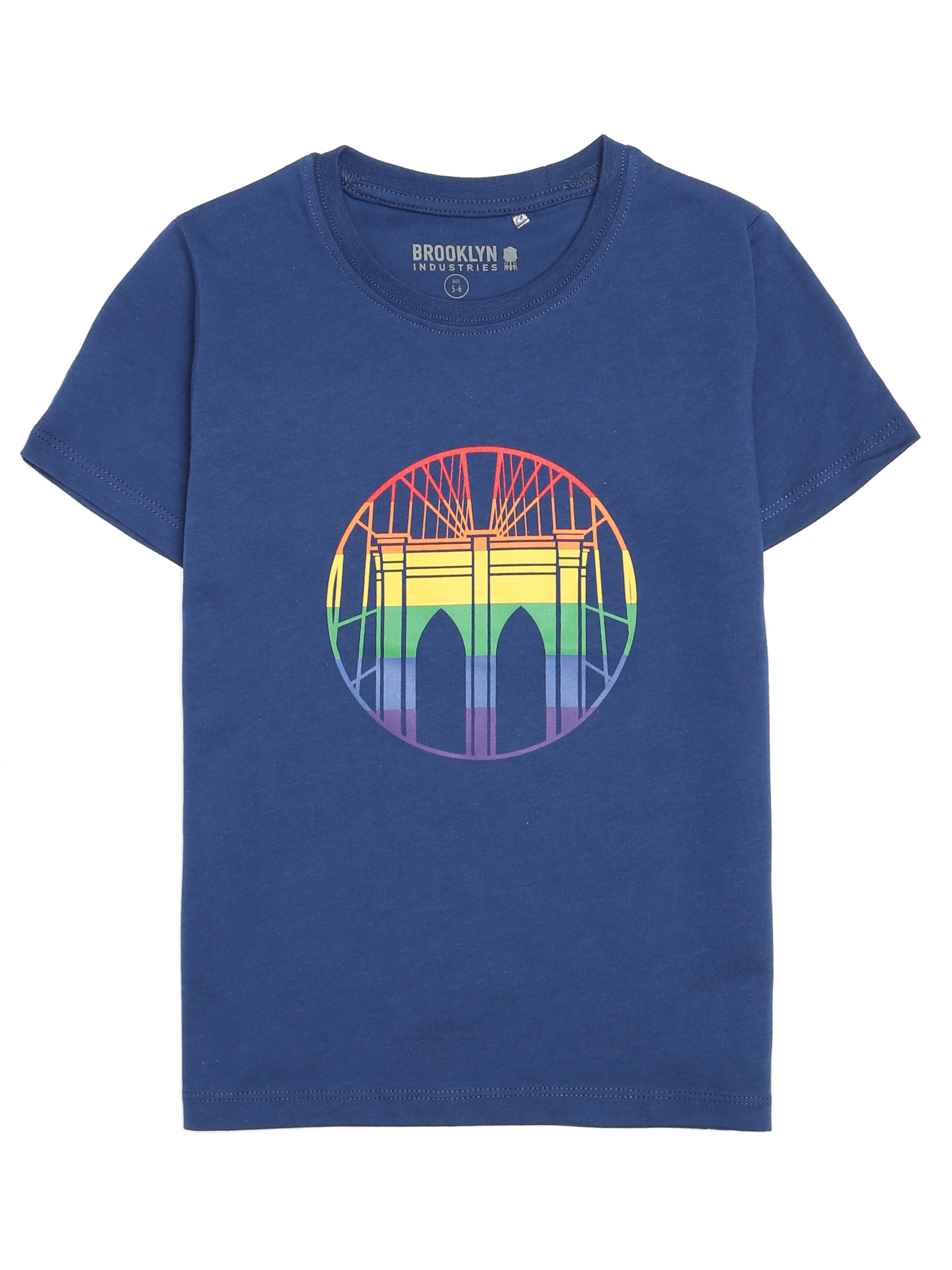 Kid's Brooklyn Bridge Pride T-shirt in Mood Indigo - BROOKLYN INDUSTRIES