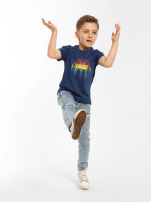 Kid's Brooklyn Bridge Pride T-shirt in Mood Indigo - BROOKLYN INDUSTRIES