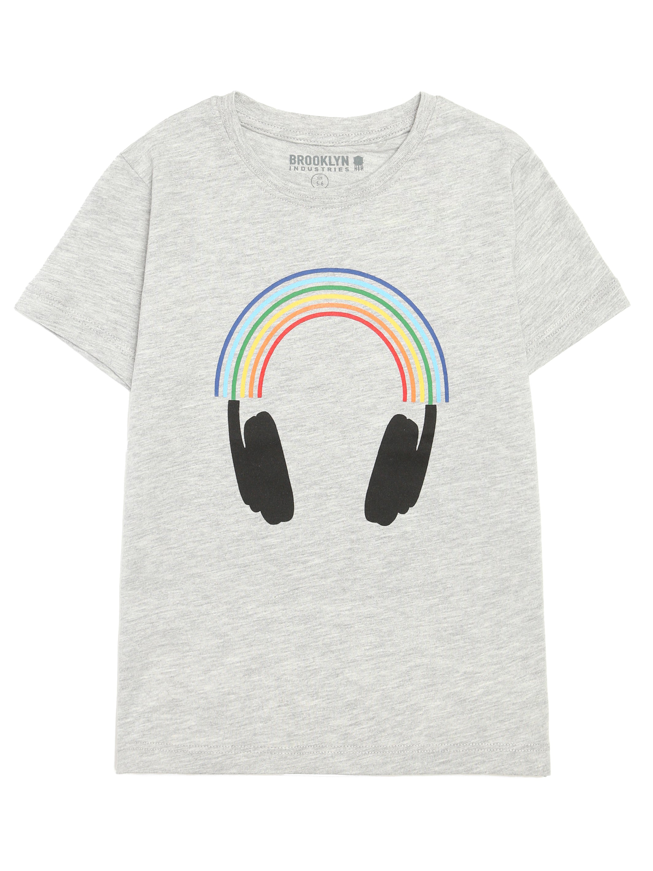Boy's Brooklyn Headphone Pride T-shirt in Grey Melange - BROOKLYN INDUSTRIES