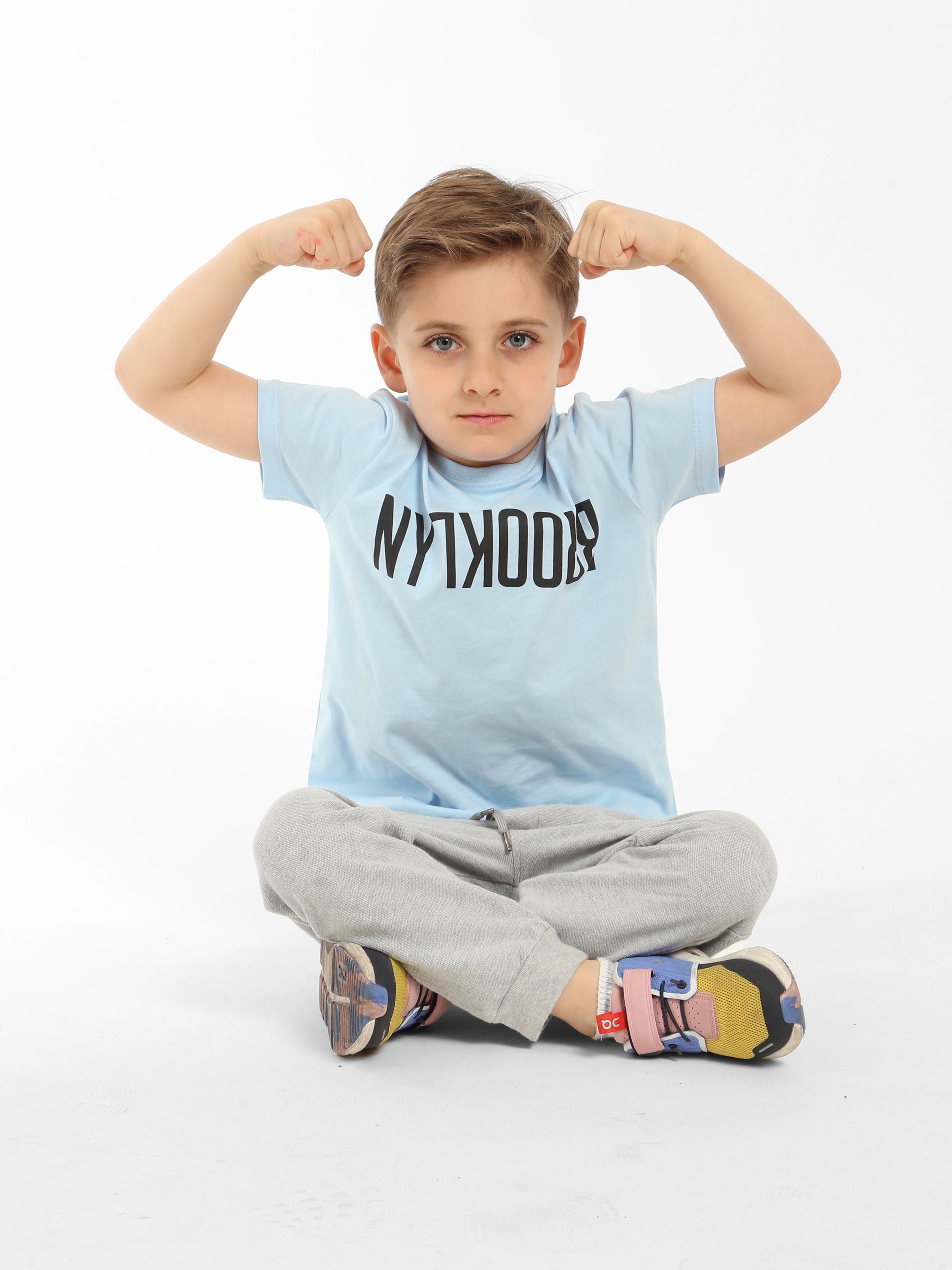 Boy's Reversed Brooklyn T-shirt in Cerulean - BROOKLYN INDUSTRIES