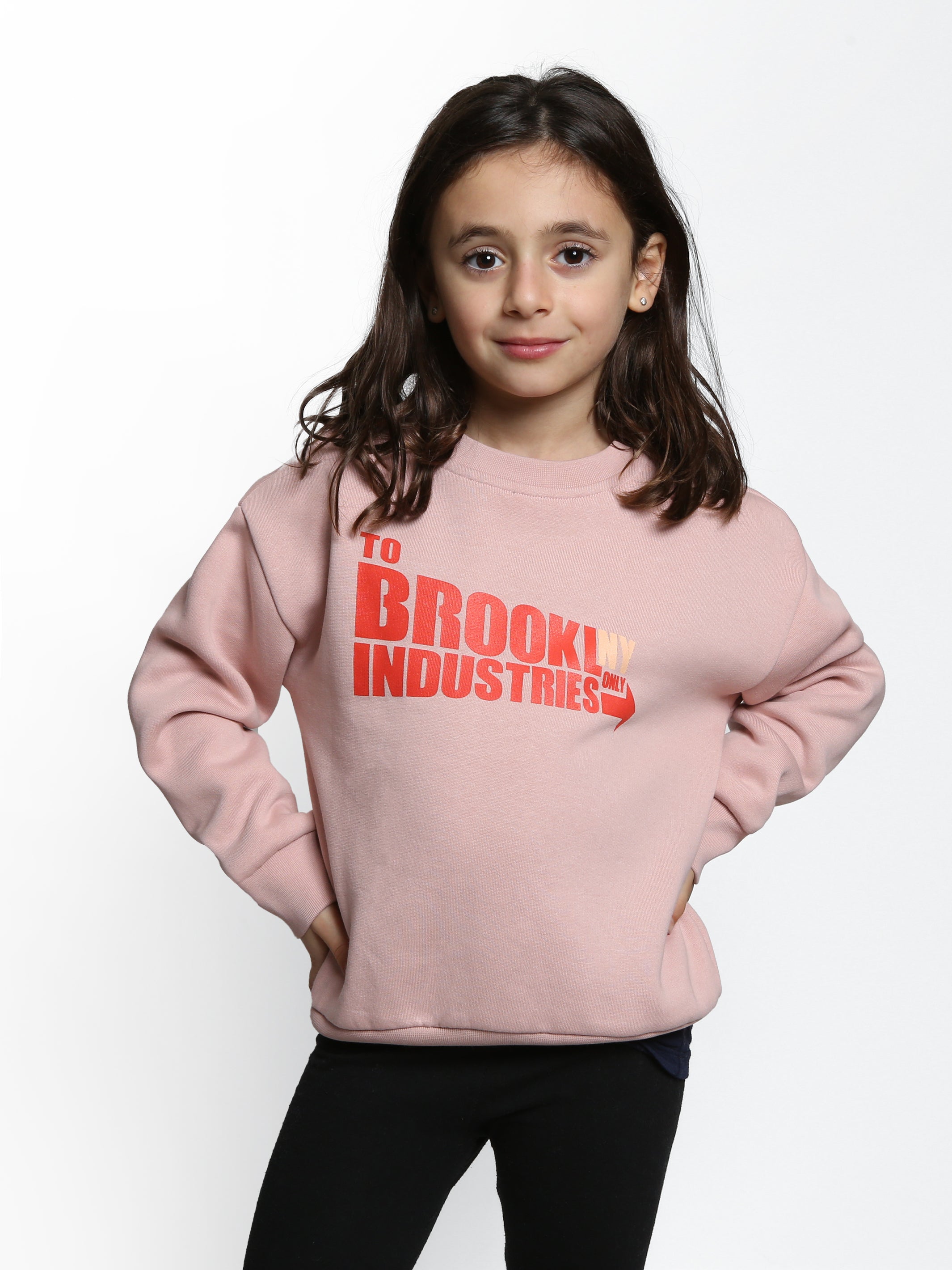 Girl's Retro Crew Neck Sweatshirt in Pale Mauve - BROOKLYN INDUSTRIES