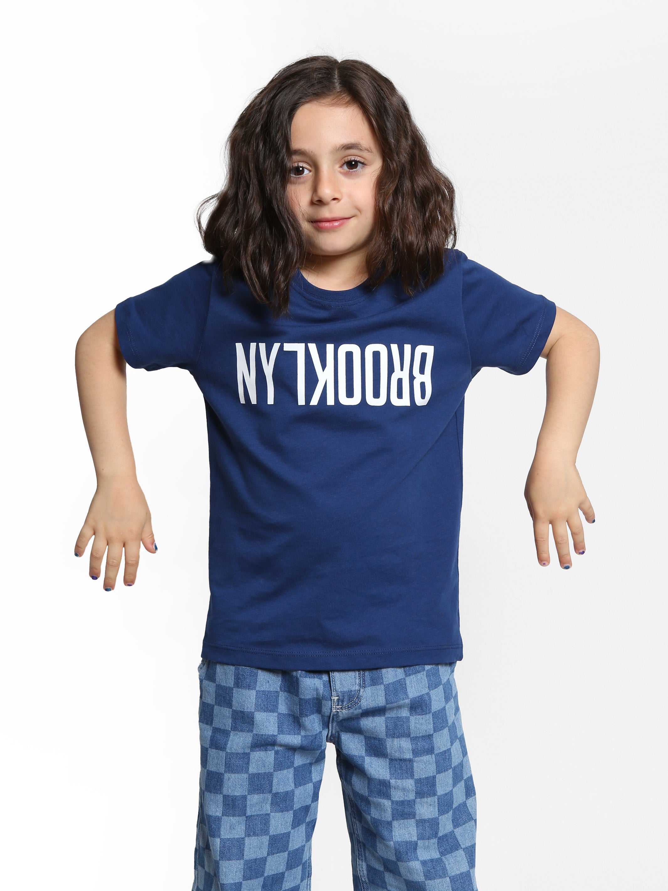 Girl's Reversed Brooklyn T-Shirt in Mood Indigo - BROOKLYN INDUSTRIES