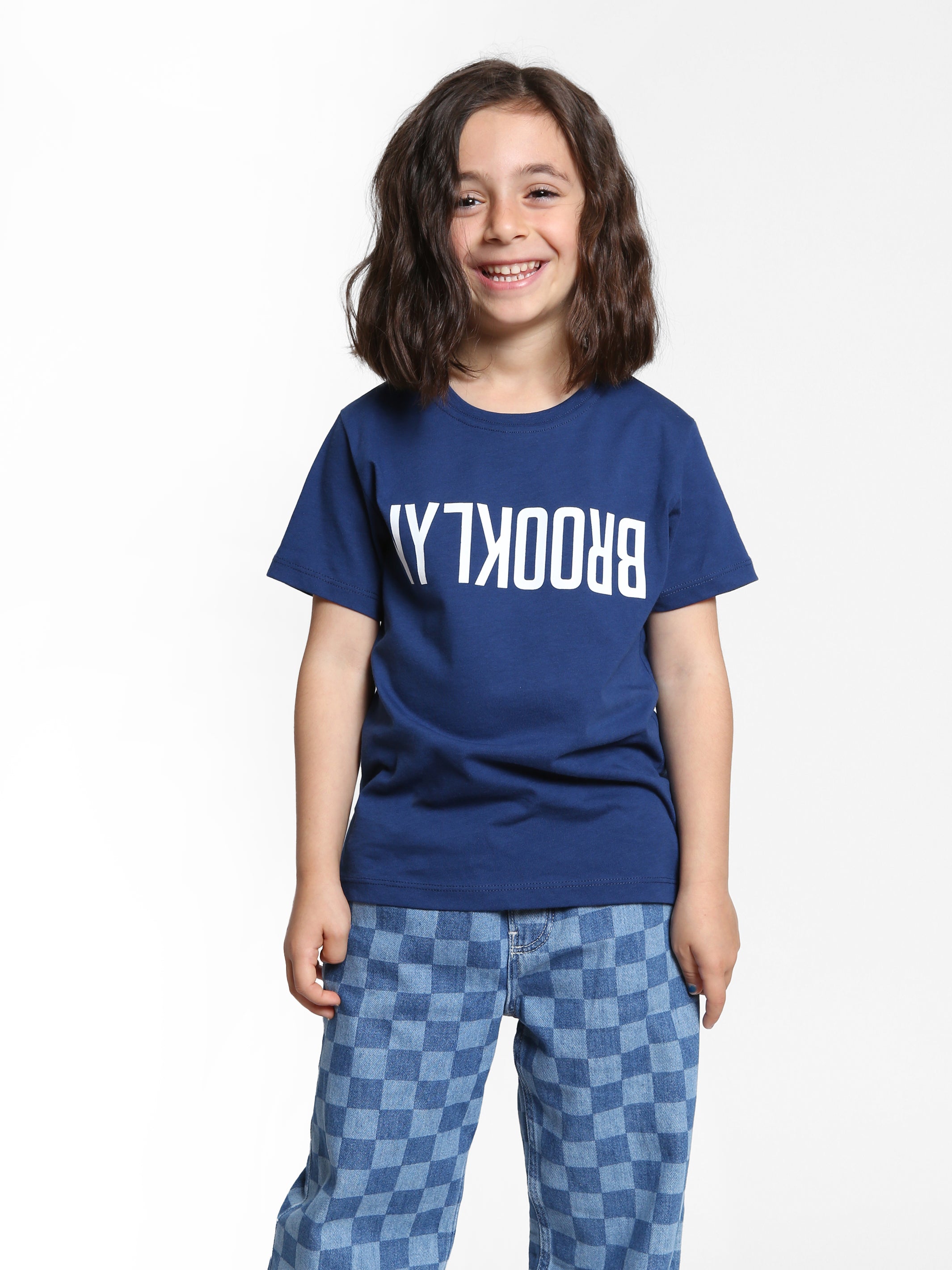 Girl's Reversed Brooklyn T-Shirt in Mood Indigo - BROOKLYN INDUSTRIES