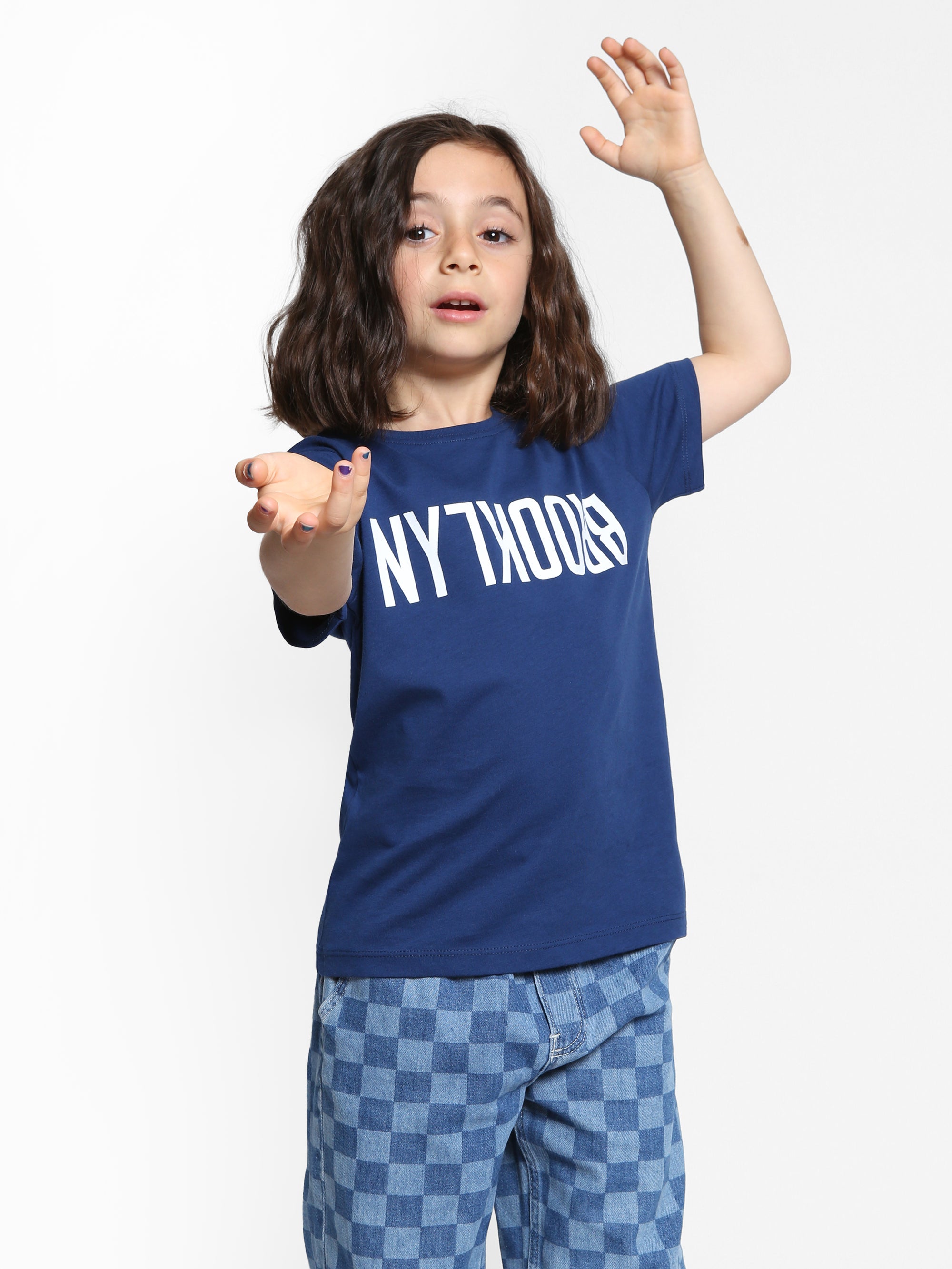 Girl's Reversed Brooklyn T-Shirt in Mood Indigo - BROOKLYN INDUSTRIES