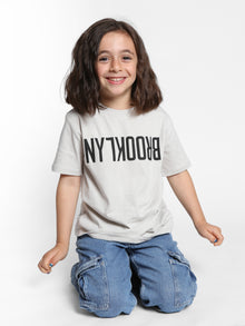 Girl's Reversed Brooklyn T-Shirt in Silver Birch - BROOKLYN INDUSTRIES