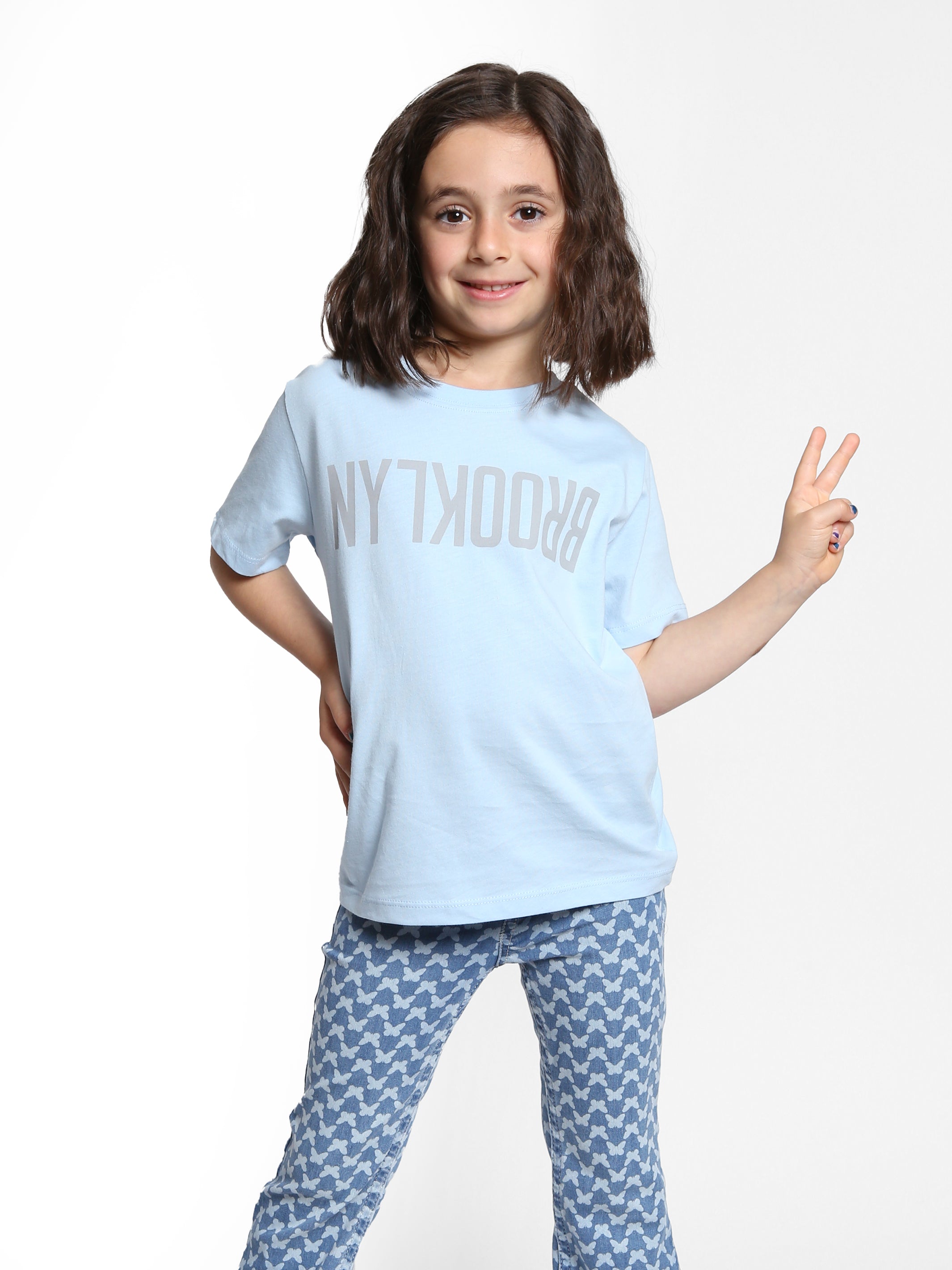 Brooklyn Industries Girl's Flipped Brooklyn T-shirt in Cerulean
