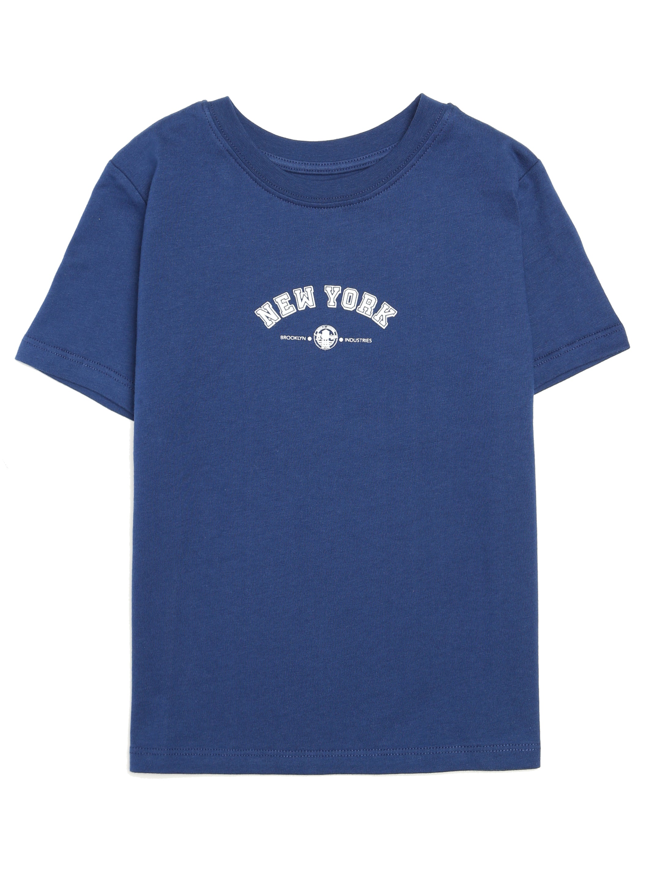Girl's New York T-shirt in Navy Peony - BROOKLYN INDUSTRIES