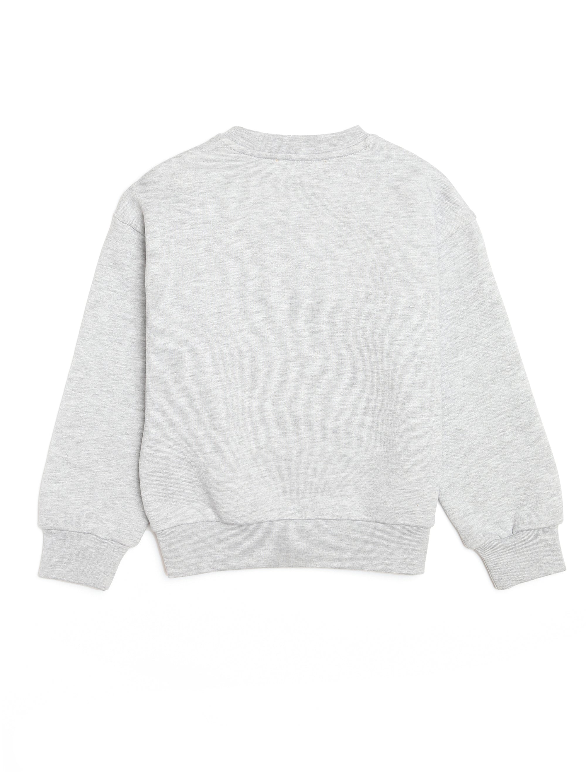 Girl's Retro Crew Neck Sweatshirt in Grey Melange - BROOKLYN INDUSTRIES