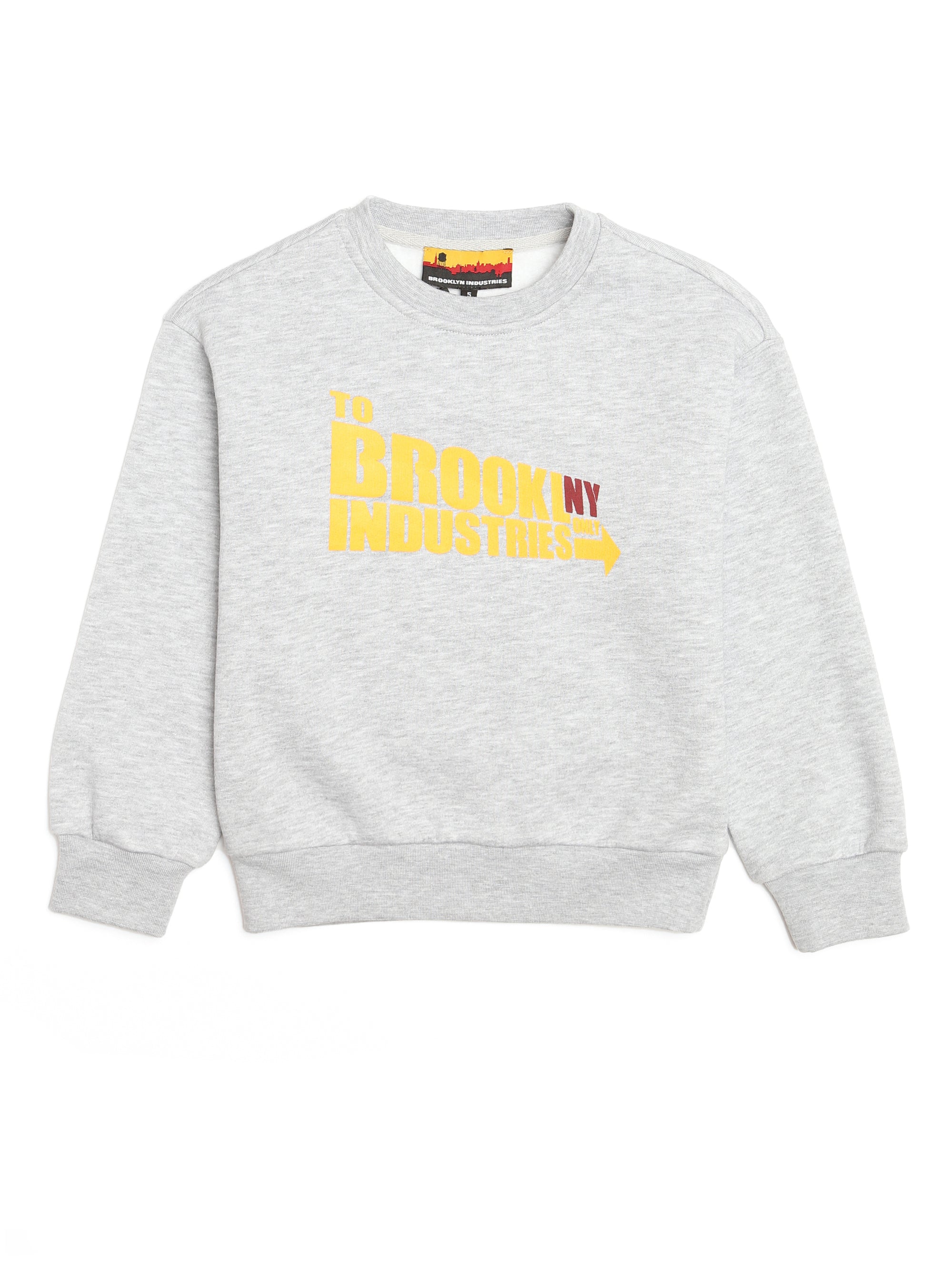 Girl's Retro Crew Neck Sweatshirt in Grey Melange - BROOKLYN INDUSTRIES