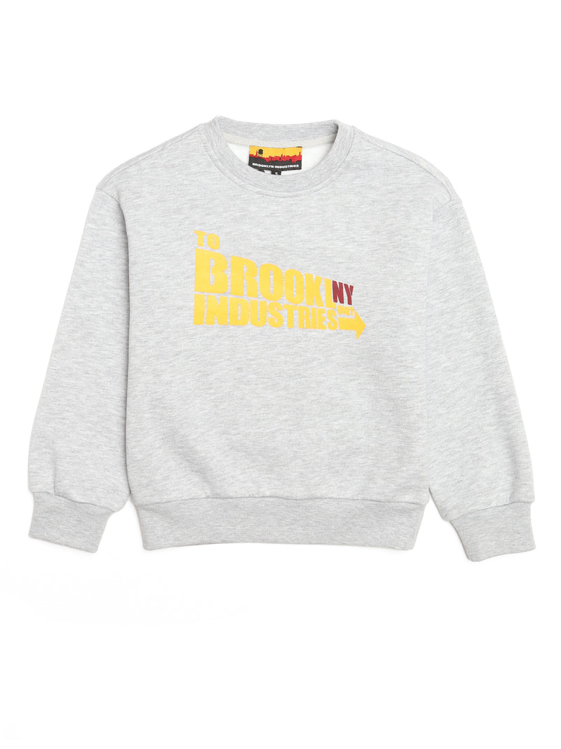 Girl's Retro Crew Neck Sweatshirt in Grey Melange - BROOKLYN INDUSTRIES