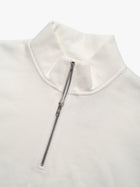 Women's Half Zip Sweatshirt In Antique White - BROOKLYN INDUSTRIES