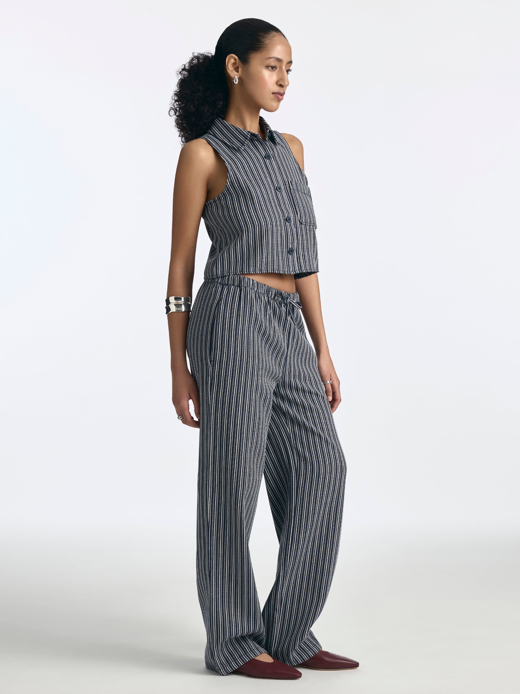 Women's Drawstring Striped Pants - BROOKLYN INDUSTRIES