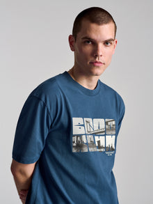 Men's City Printed T-Shirt In Dark Denim - BROOKLYN INDUSTRIES