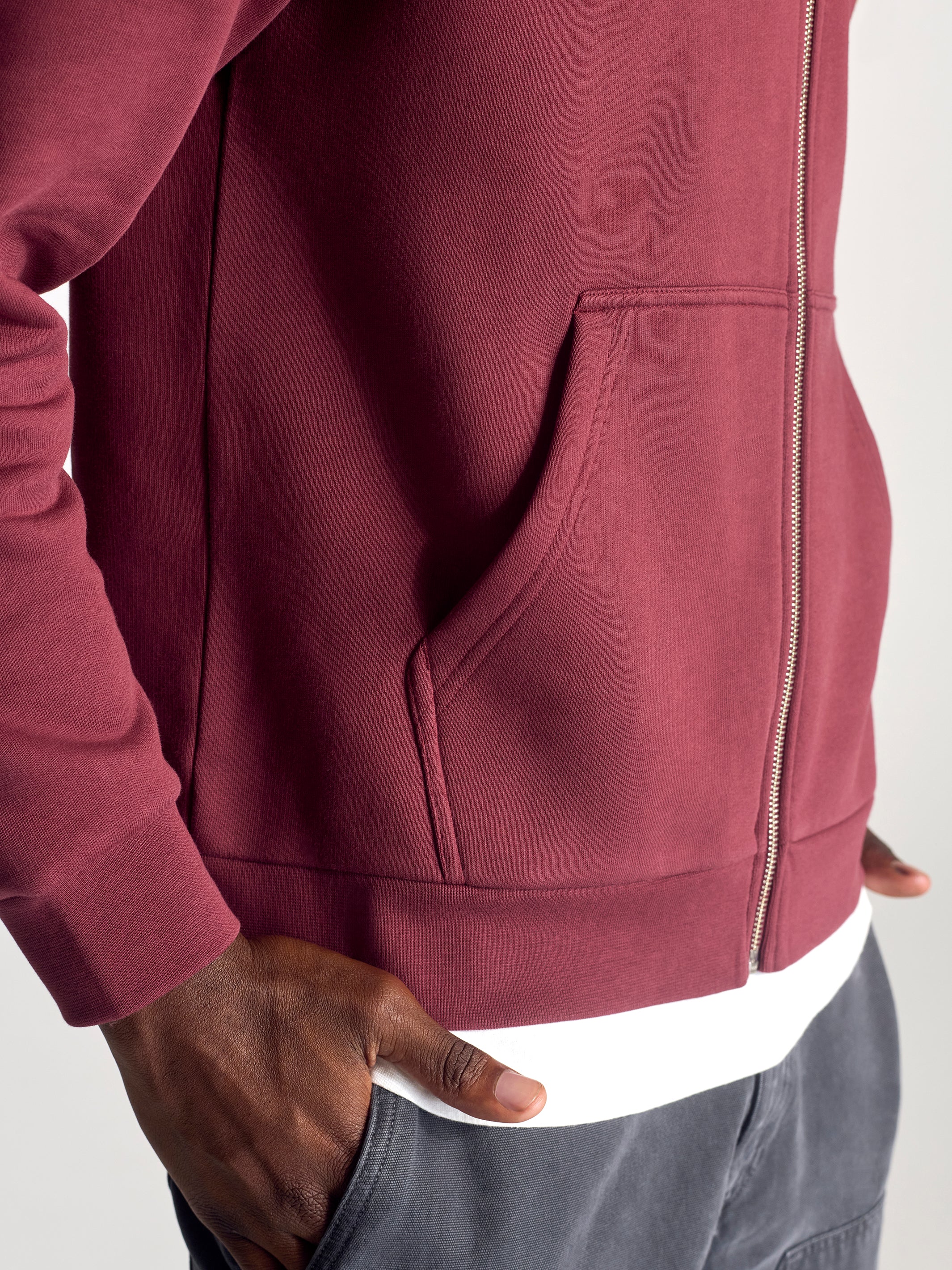 Men's Campus Zip Up Sweatshirt In Brick - BROOKLYN INDUSTRIES