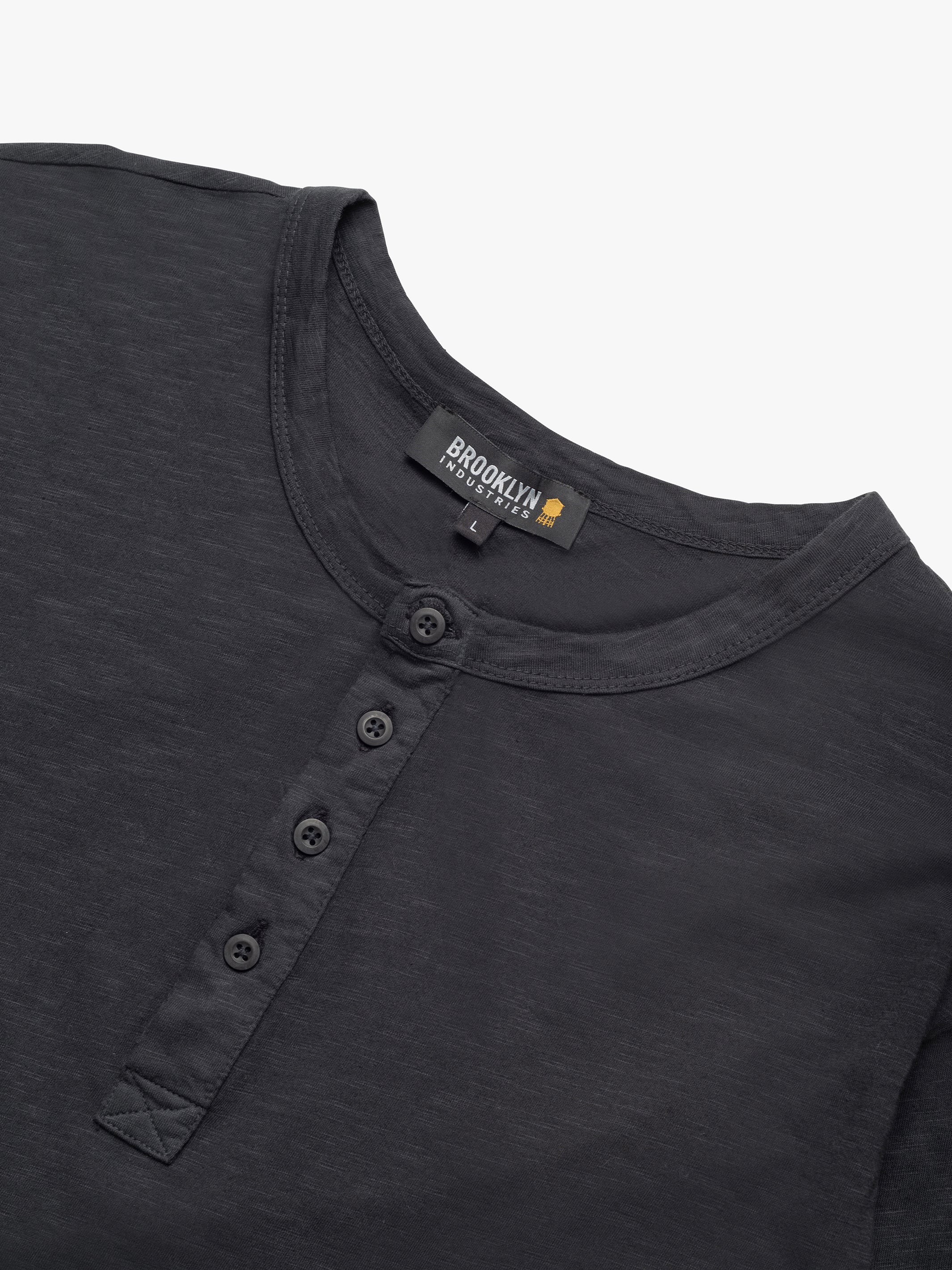 Men's Long Sleeve Henley T-Shirt In Black - BROOKLYN INDUSTRIES