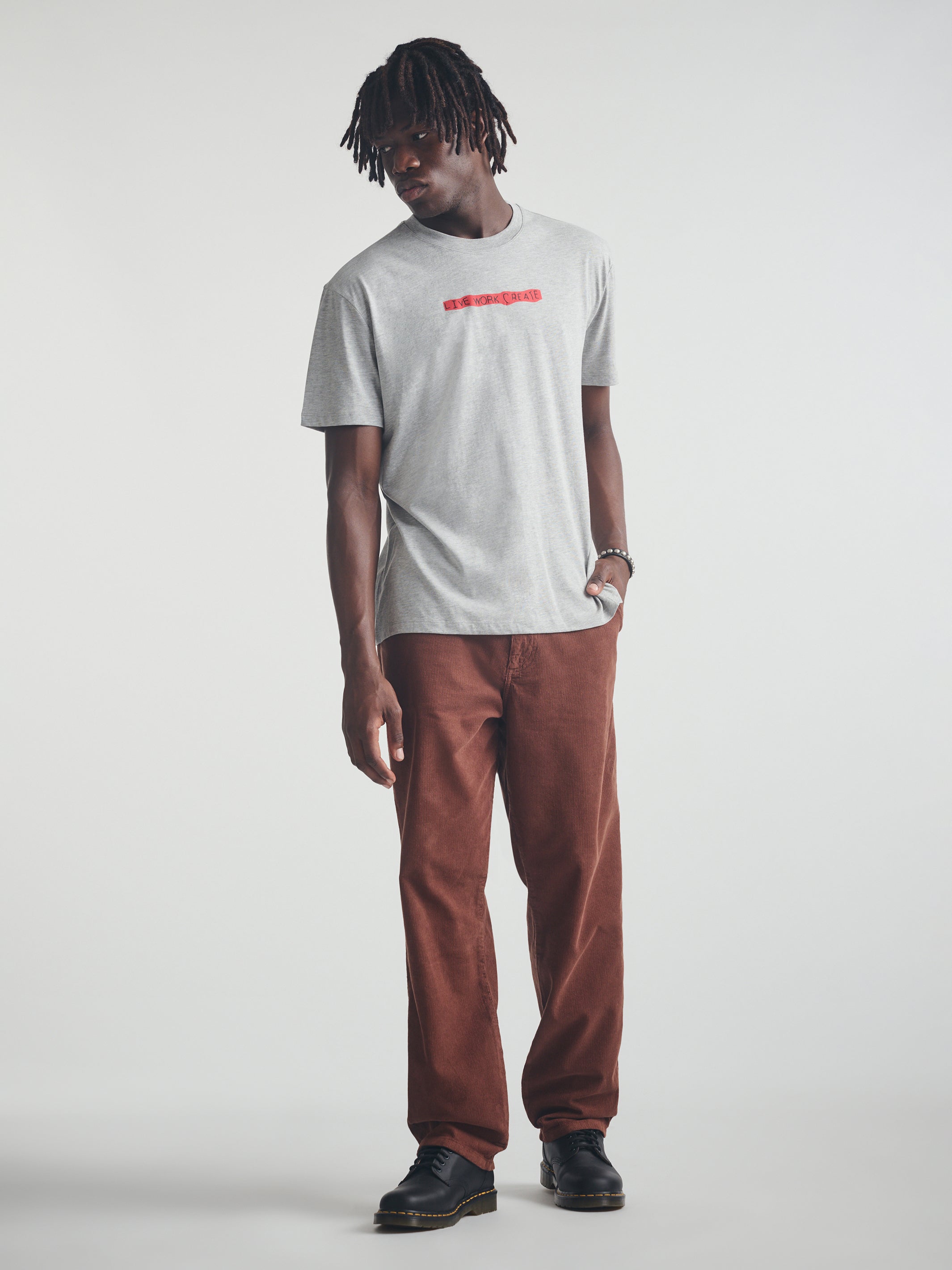 Men's Live Work Create T-Shirt in Mid Grey Melange