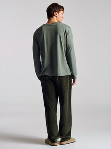 Men's Long Sleeve Henley T-Shirt In Agave Green - BROOKLYN INDUSTRIES