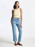 Meadow High Rise Boyfriend Jeans in Mid Ripped Denim - BROOKLYN INDUSTRIES