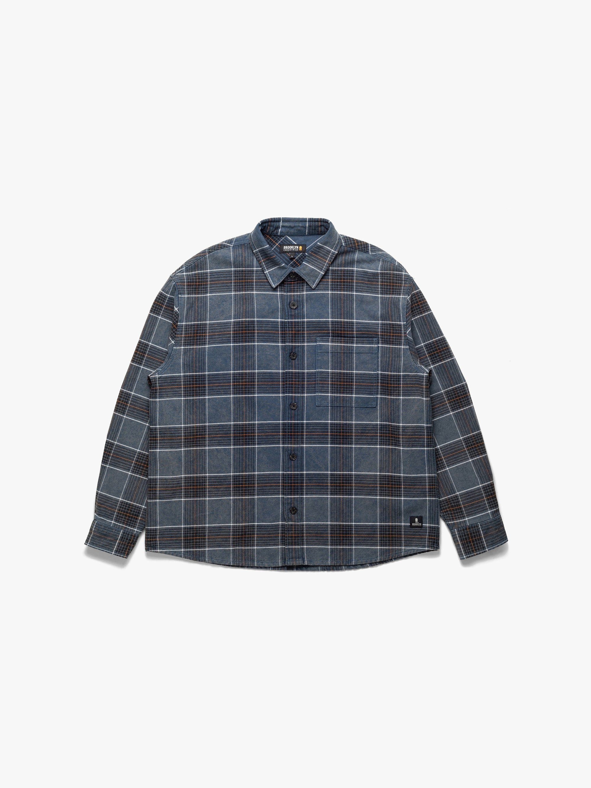 Men's Overshirt In Dark Denim Check - BROOKLYN INDUSTRIES