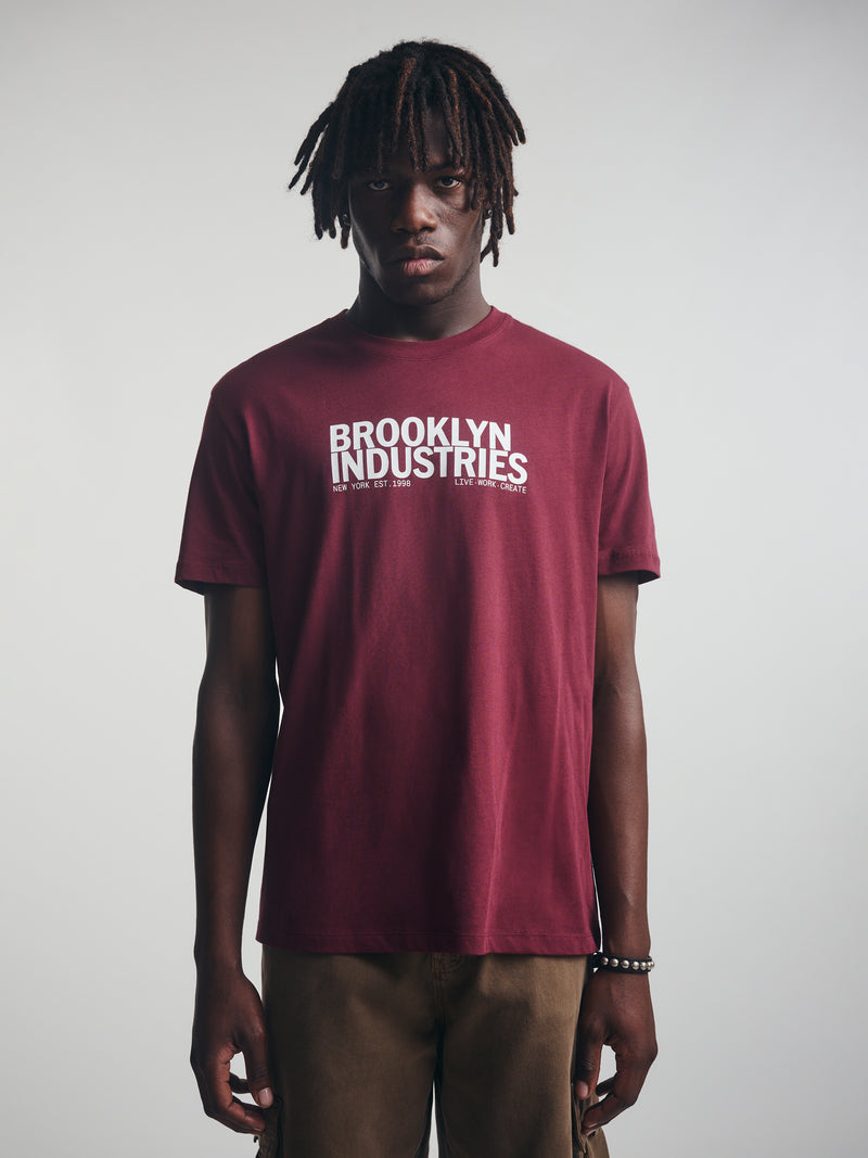 Men's Brooklyn Live Work Create T-Shirt in Windsor Wine
