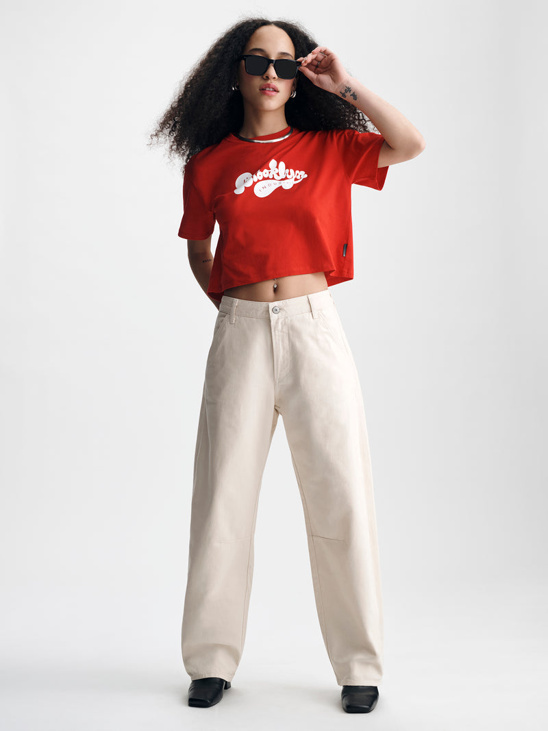 Women's Barrel Chino Pants in Sandshell Colored Twill - BROOKLYN INDUSTRIES