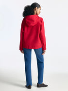 Women's Short Hooded Utility Jacket in Tango Red - BROOKLYN INDUSTRIES