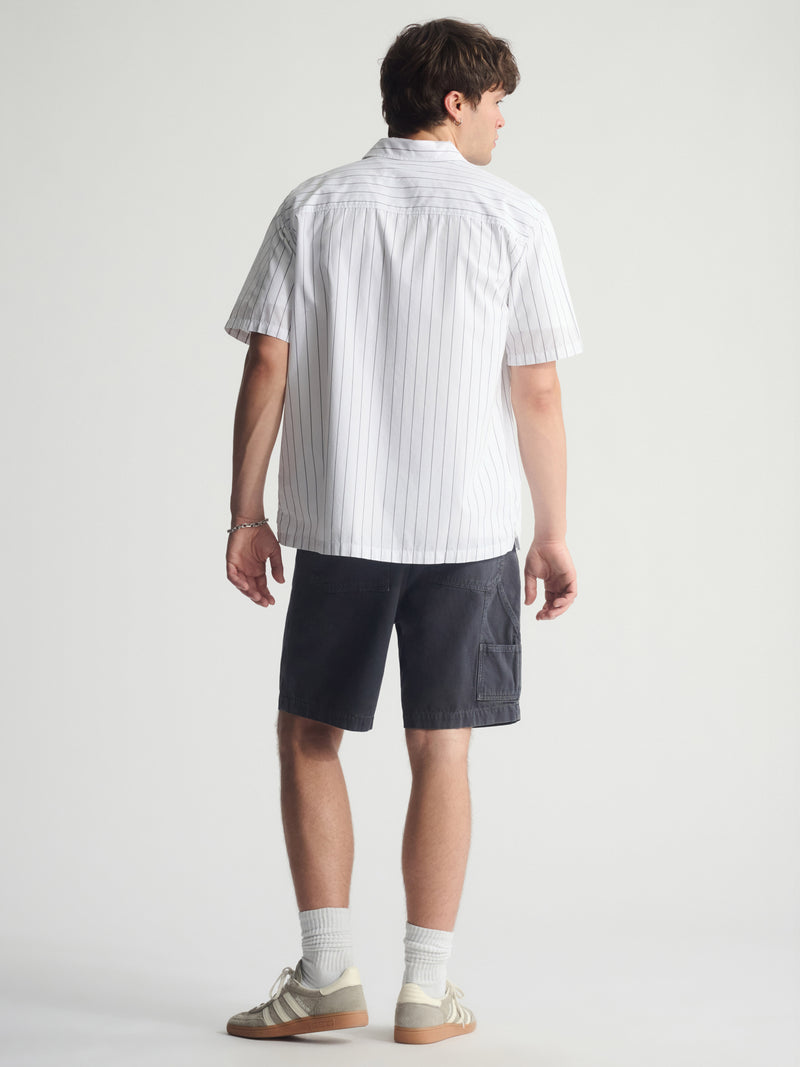 Men's Striped Short Sleeve Shirt In Castlerock - BROOKLYN INDUSTRIES