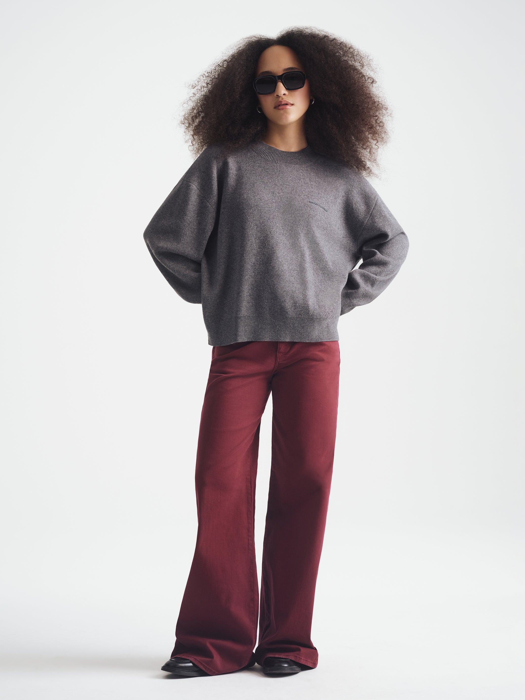 Women's Brooklyn Waffle Sweater in Dark Grey Melange