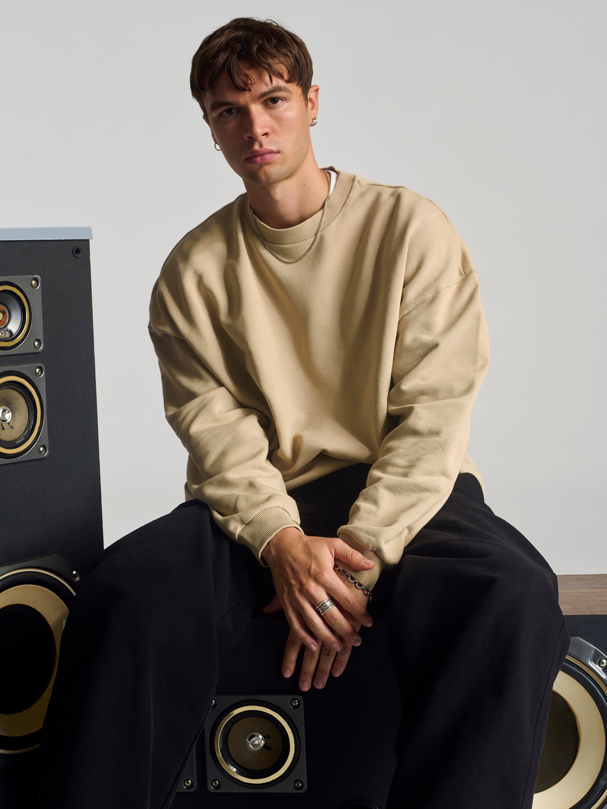 Men's Crew Neck Sweatshirt In Pure Cashmere - BROOKLYN INDUSTRIES