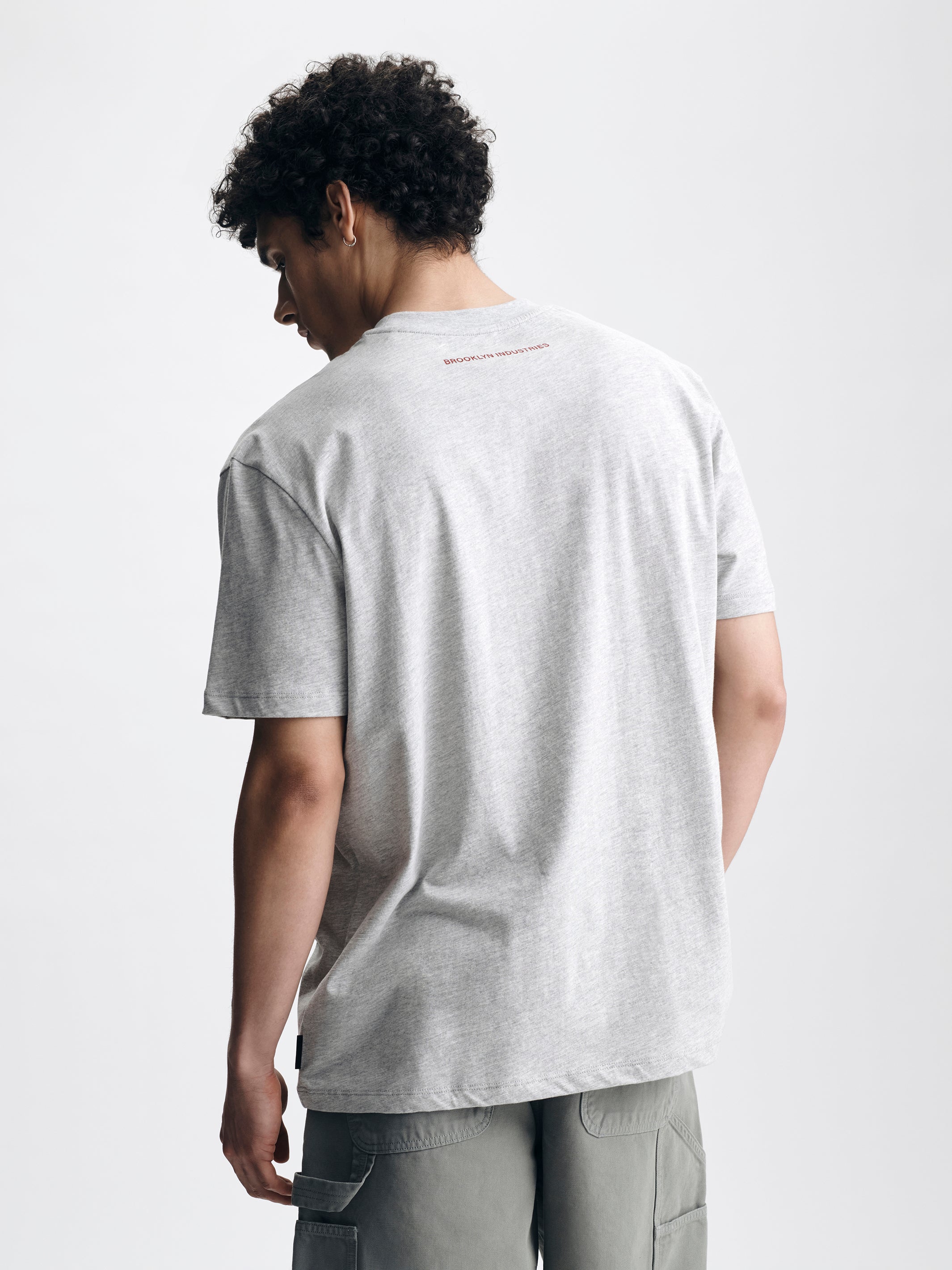 Men's Brooklyn Varsity T-Shirt in Light Grey Melange - BROOKLYN INDUSTRIES