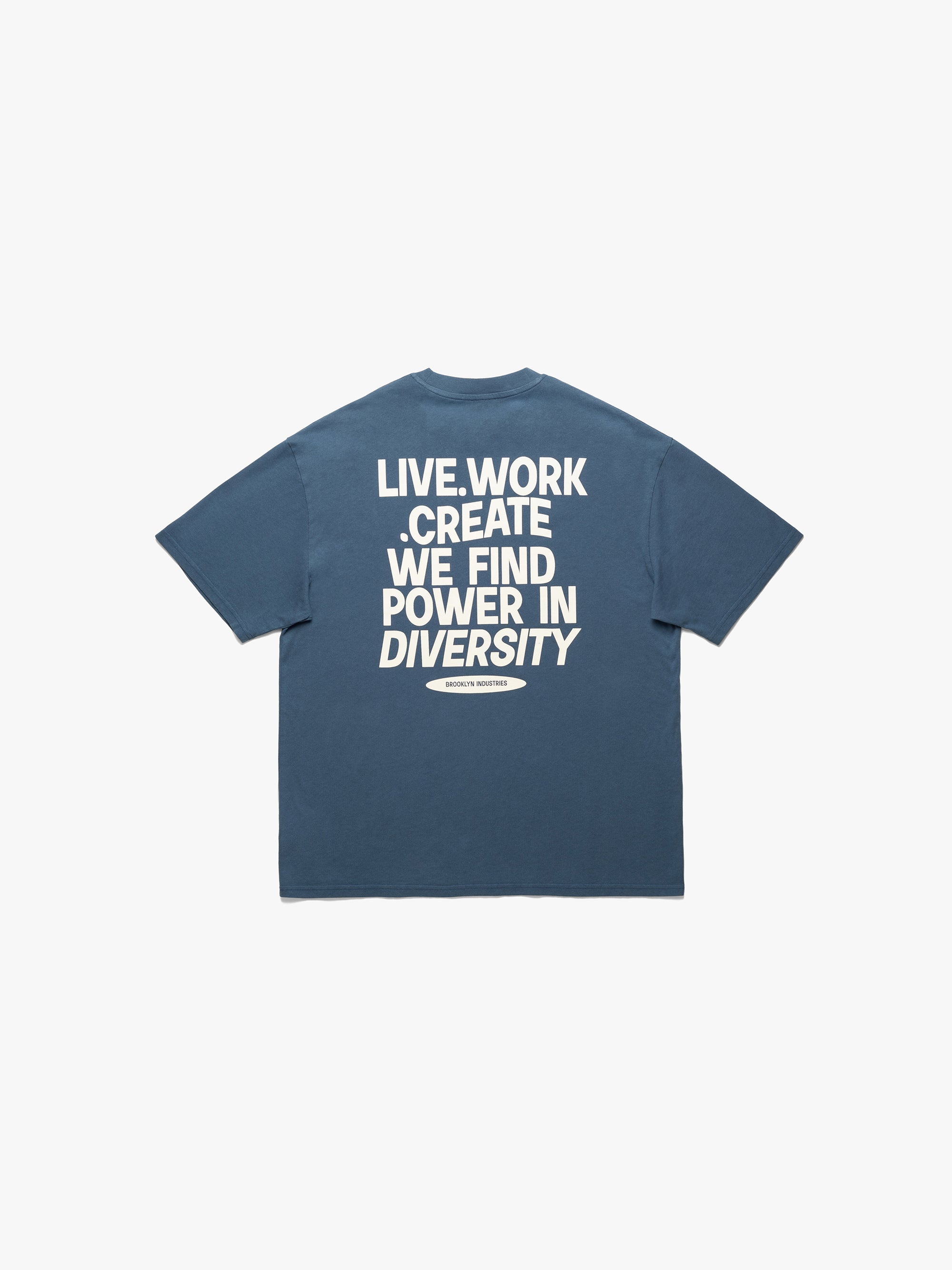 Men's Live Work Create T-Shirt In Dark Denim - BROOKLYN INDUSTRIES