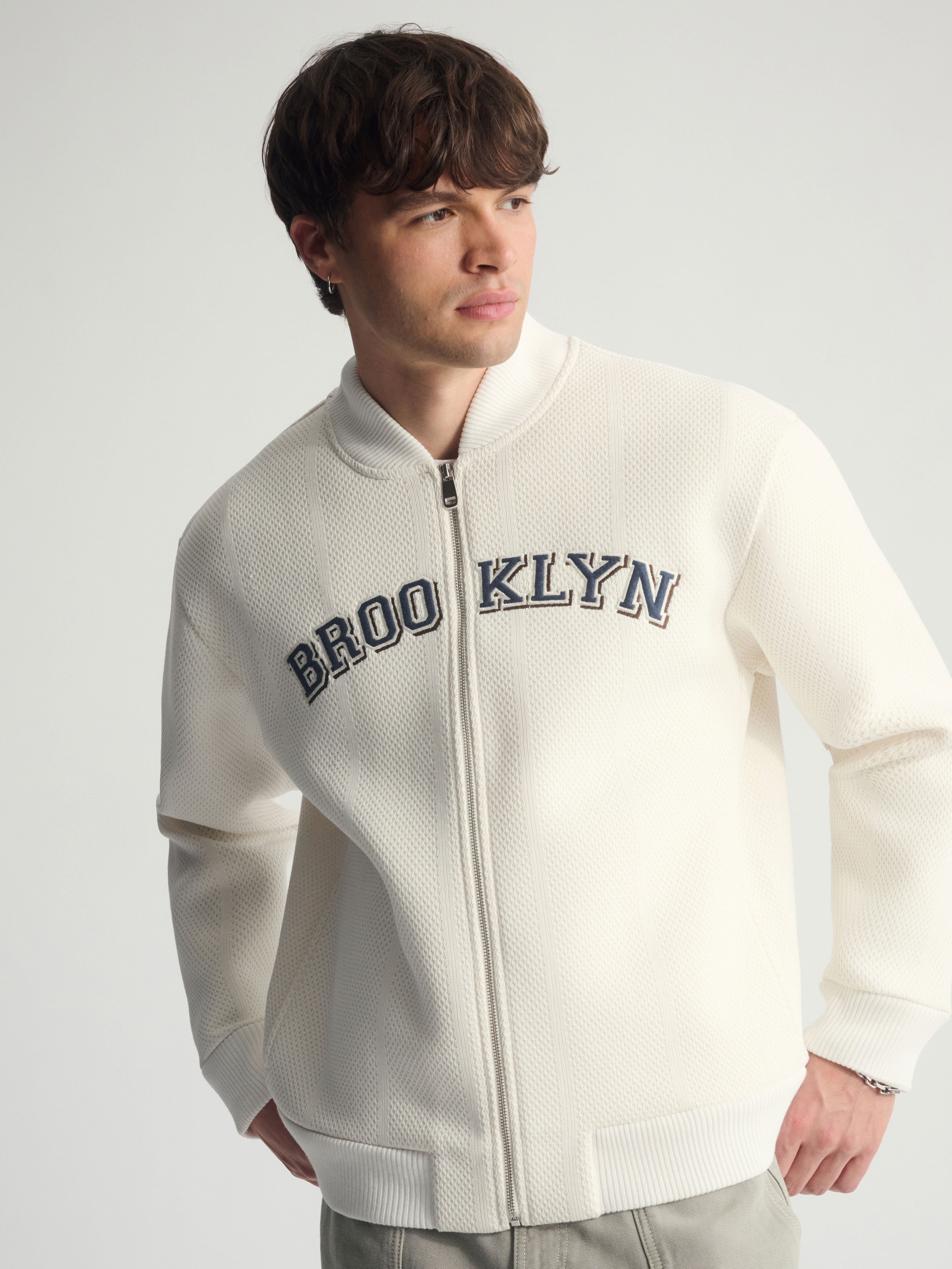 Brooklyn Industries Men's Brooklyn Zip-Up Sweatshirt In Antique White
