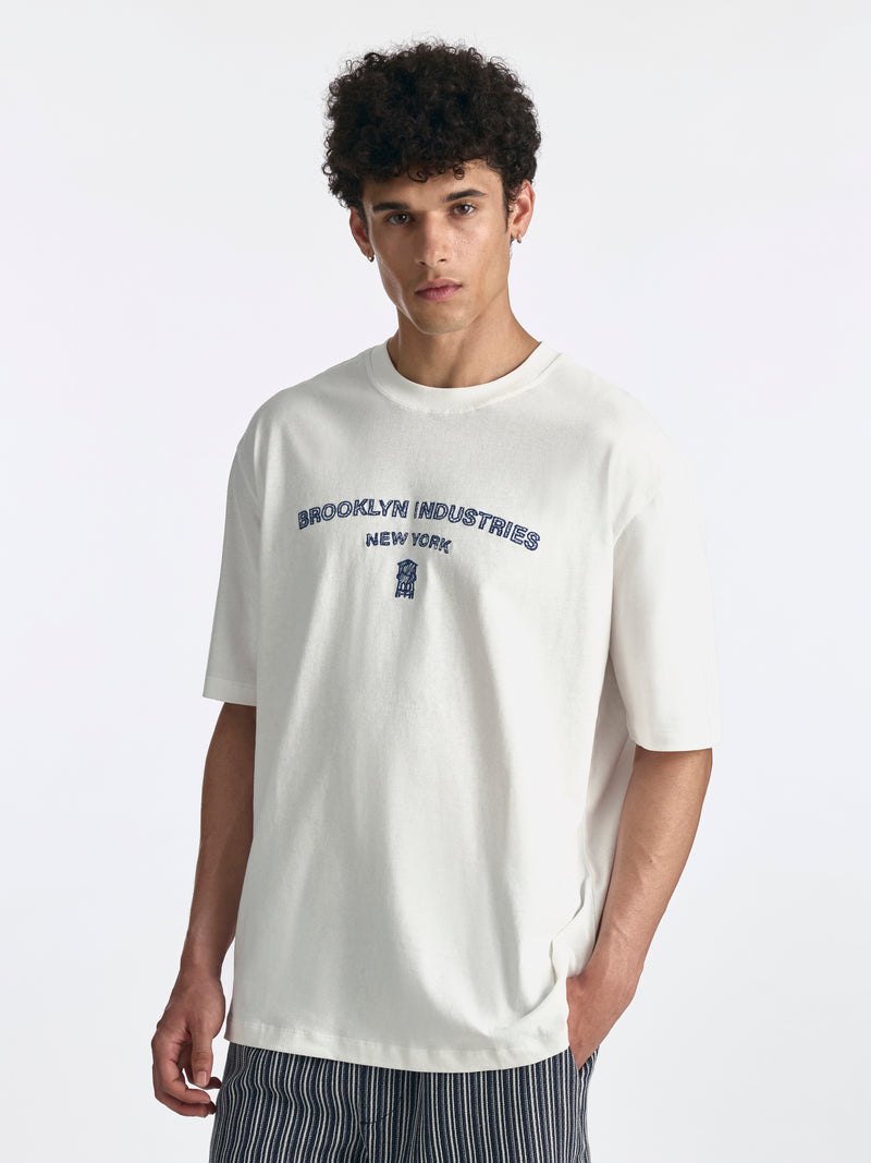 Men's Logo T-Shirt in Antique White - BROOKLYN INDUSTRIES