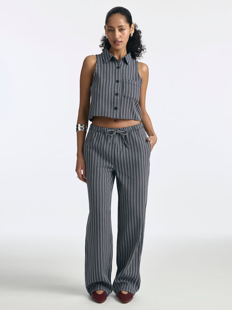Women's Drawstring Striped Pants - BROOKLYN INDUSTRIES