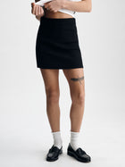 Women's Ribbed Mini Skirt in Black - BROOKLYN INDUSTRIES