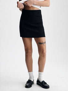 Women's Ribbed Mini Skirt in Black - BROOKLYN INDUSTRIES