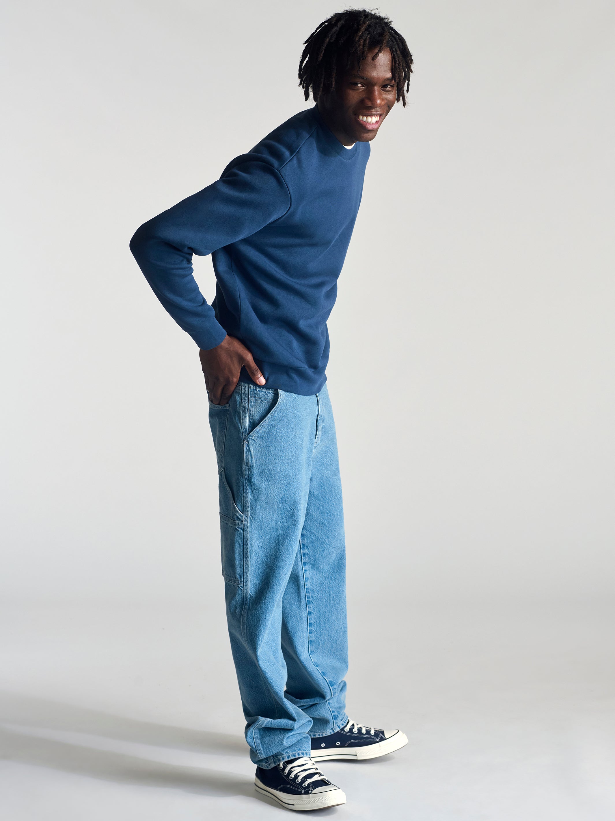 Men's Central Loose Carpenter Pants in Light Blue Denim - BROOKLYN INDUSTRIES