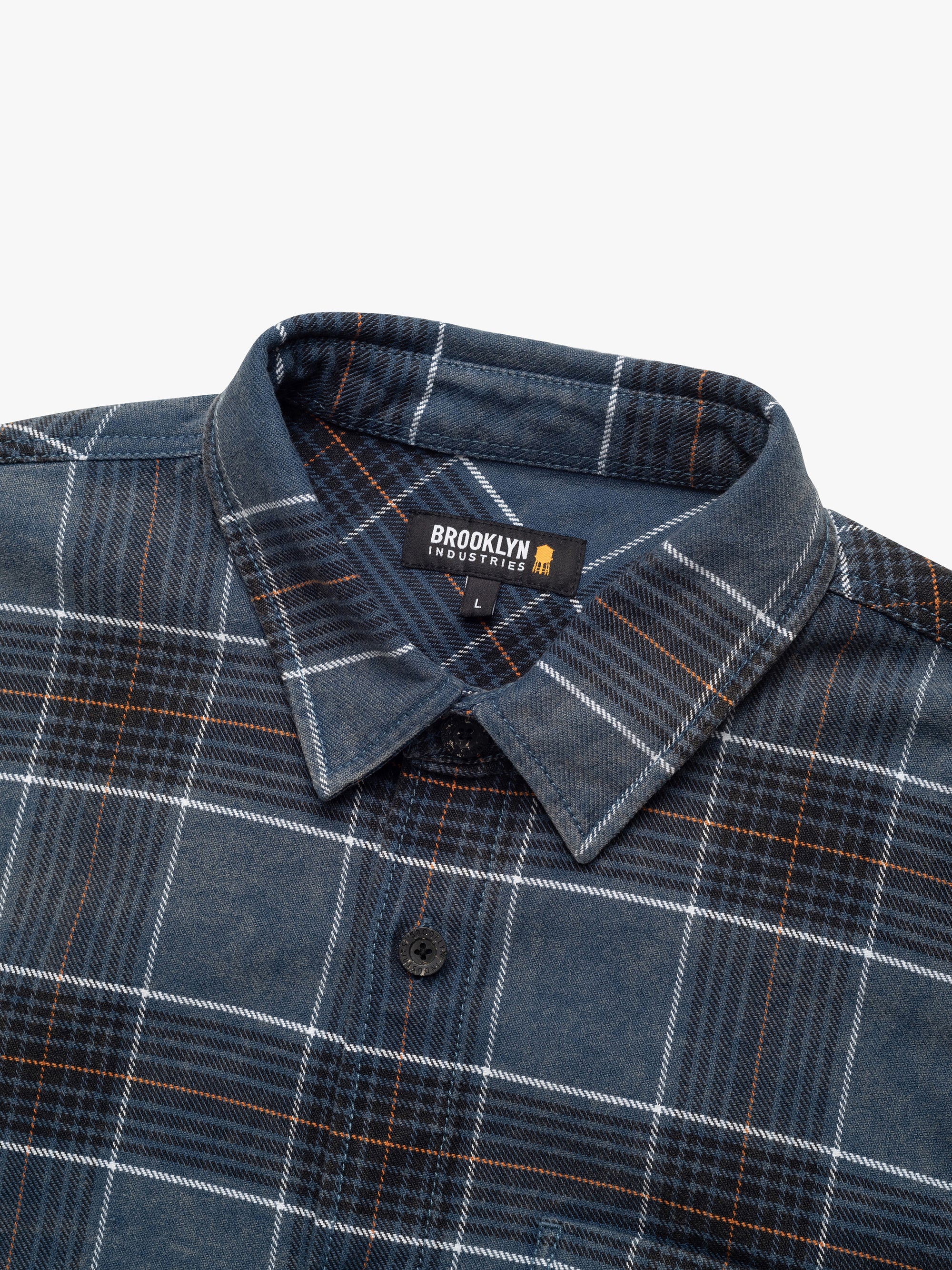 Men's Overshirt In Dark Denim Check - BROOKLYN INDUSTRIES