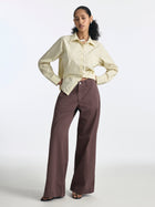 Women's Lorimer Wide Leg Chino Pants in French Roast Colored Papertouch - BROOKLYN INDUSTRIES