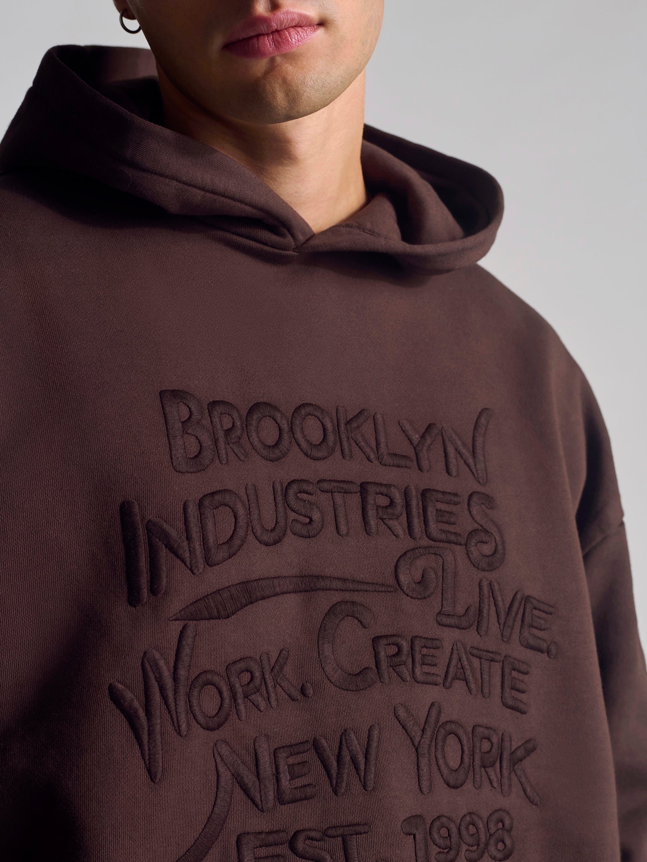 Men's Brooklyn Vintage Hooded Sweatshirt In Coffee Bean - BROOKLYN INDUSTRIES