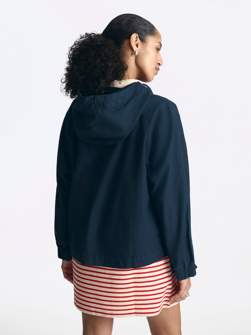 Women's Short Hooded Utility Jacket in Blue Berry - BROOKLYN INDUSTRIES